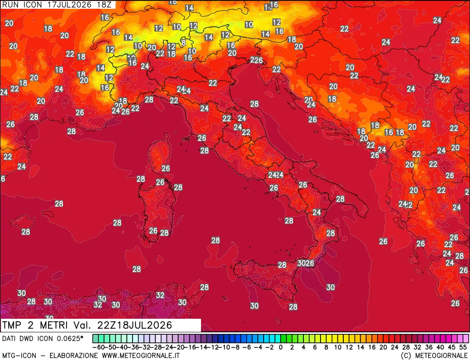 mappa Temp 2 metri