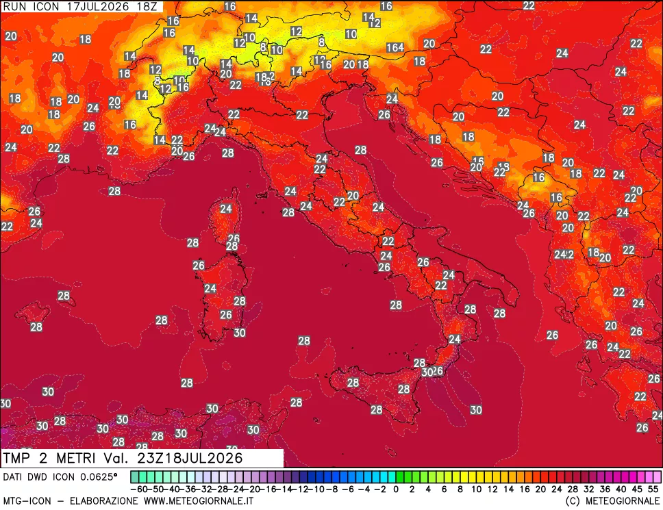 mappa Temp 2 metri
