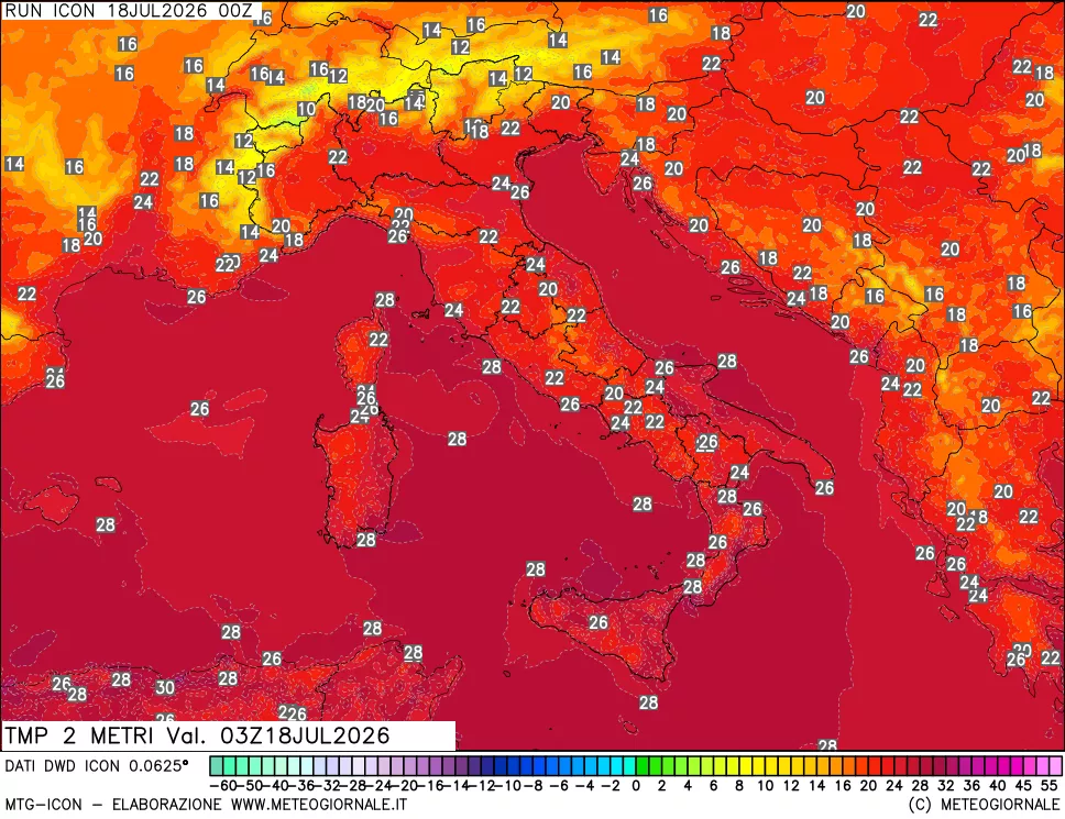 mappa Temp 2 metri