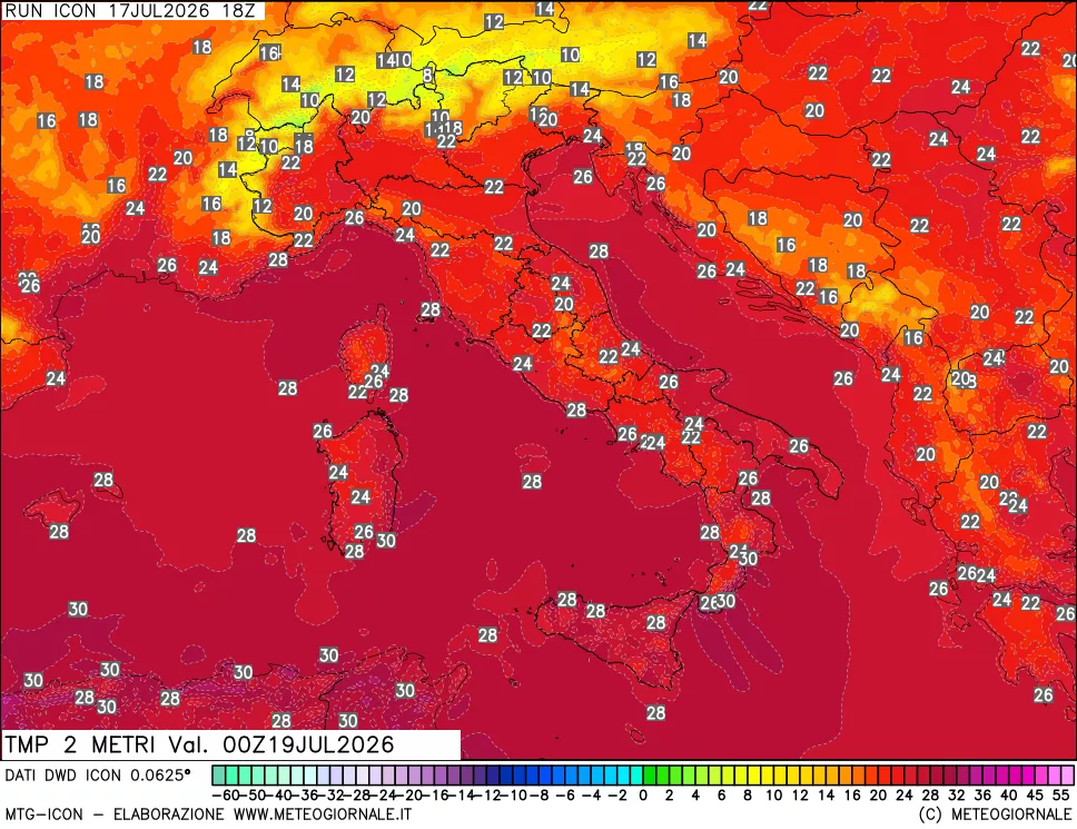 mappa Temp 2 metri