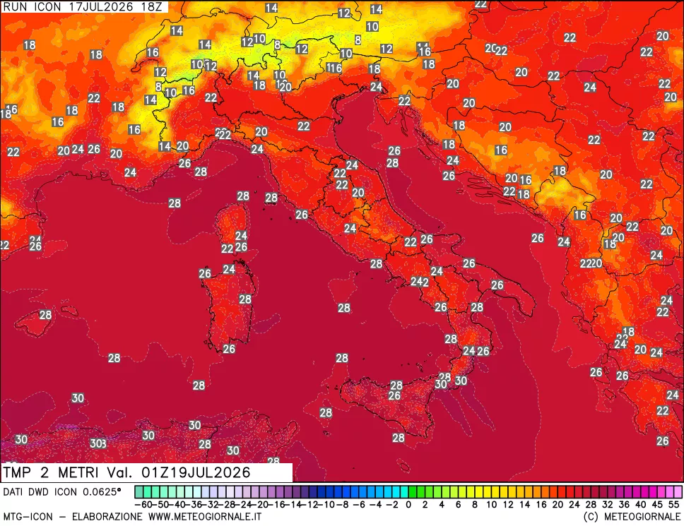 mappa Temp 2 metri