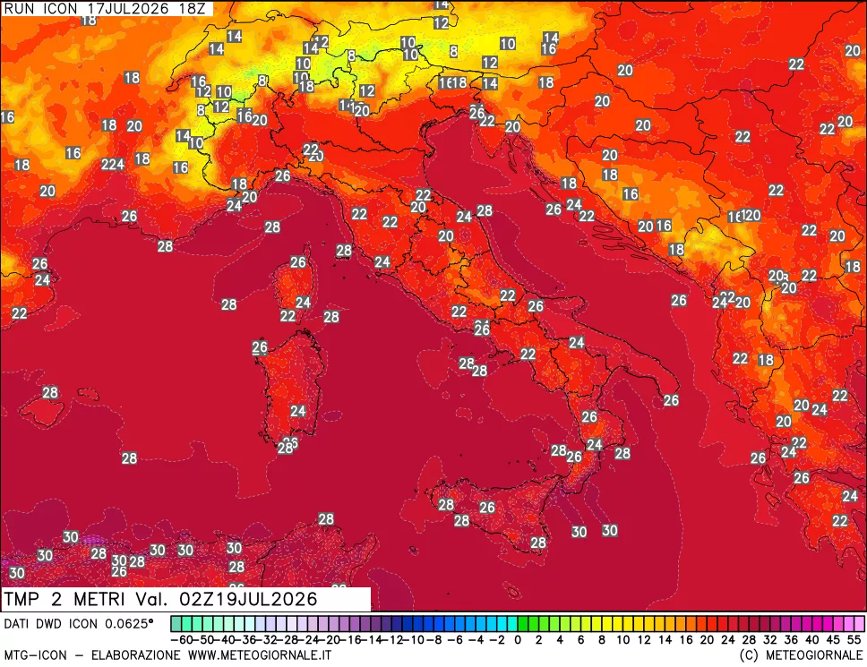 mappa Temp 2 metri