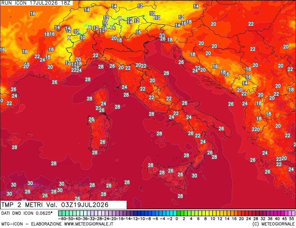 mappa Temp 2 metri