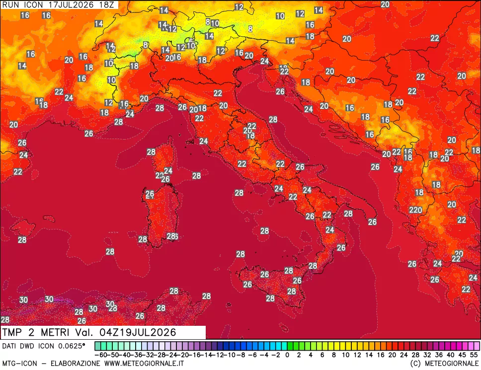 mappa Temp 2 metri