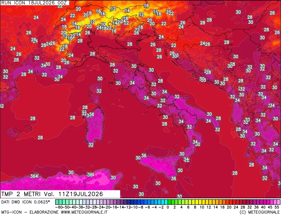 mappa Temp 2 metri