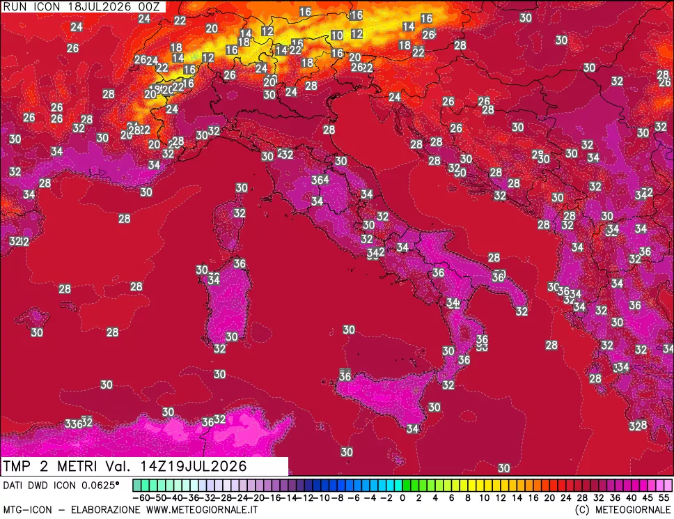 mappa Temp 2 metri