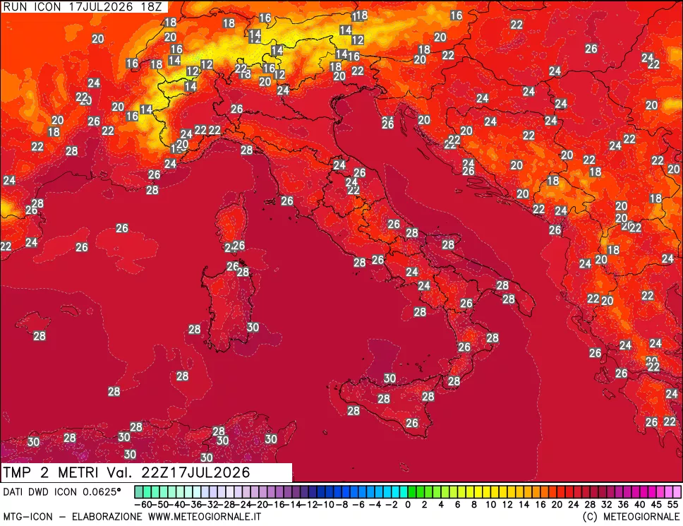 mappa Temp 2 metri