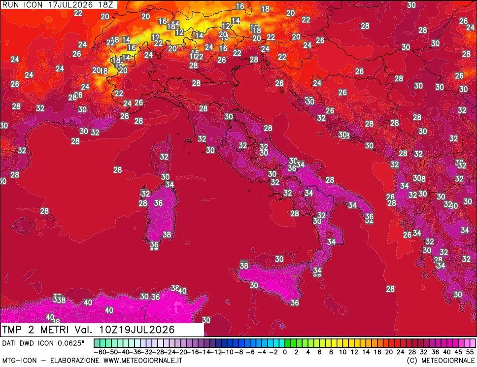 mappa Temp 2 metri