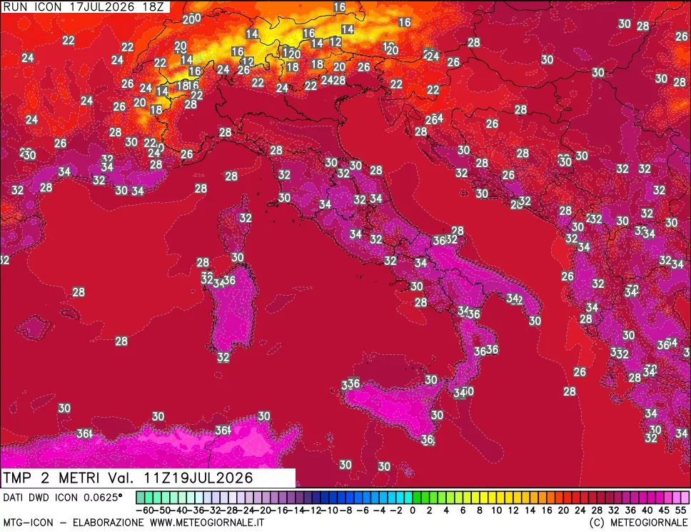 mappa Temp 2 metri
