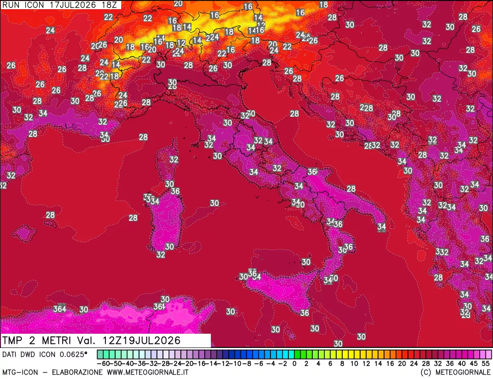 mappa Temp 2 metri