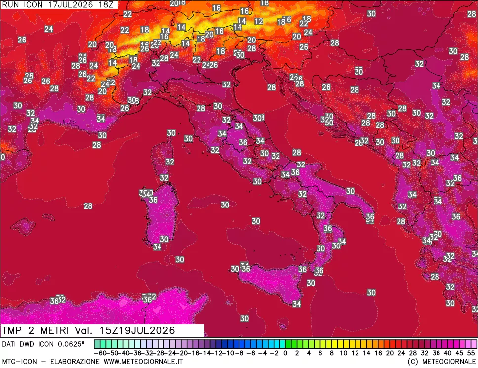 mappa Temp 2 metri