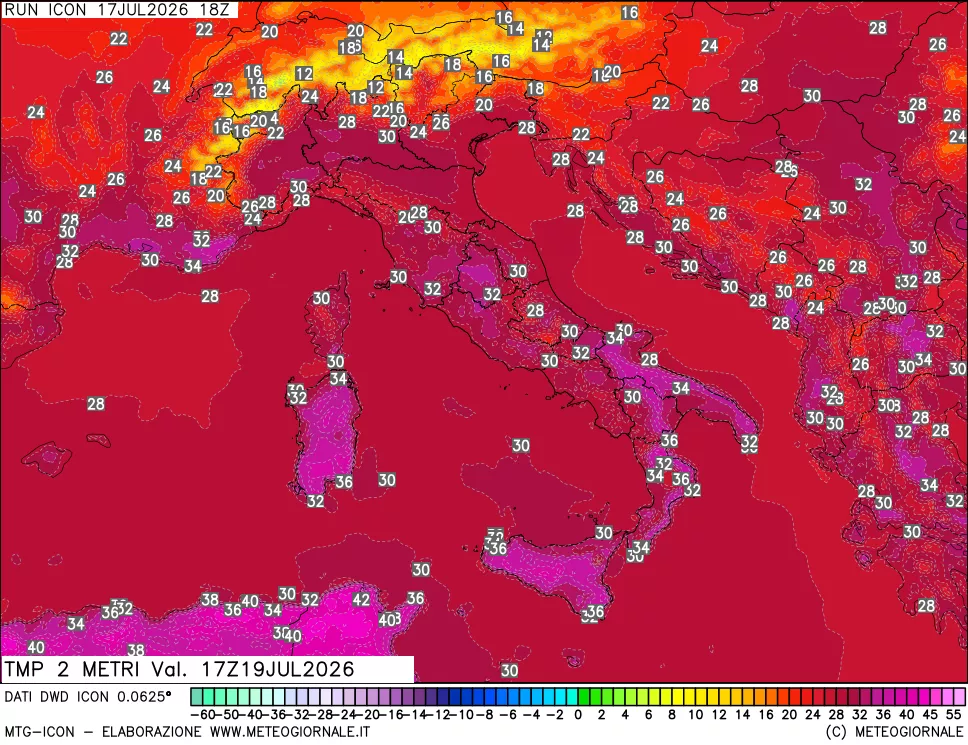 mappa Temp 2 metri
