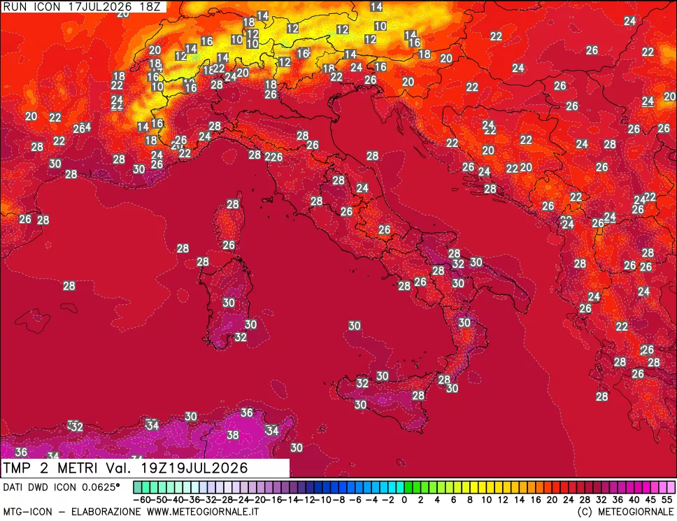 mappa Temp 2 metri