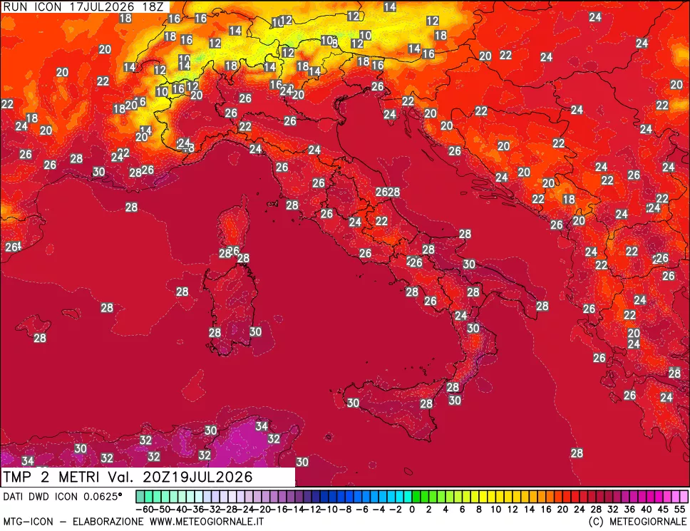 mappa Temp 2 metri