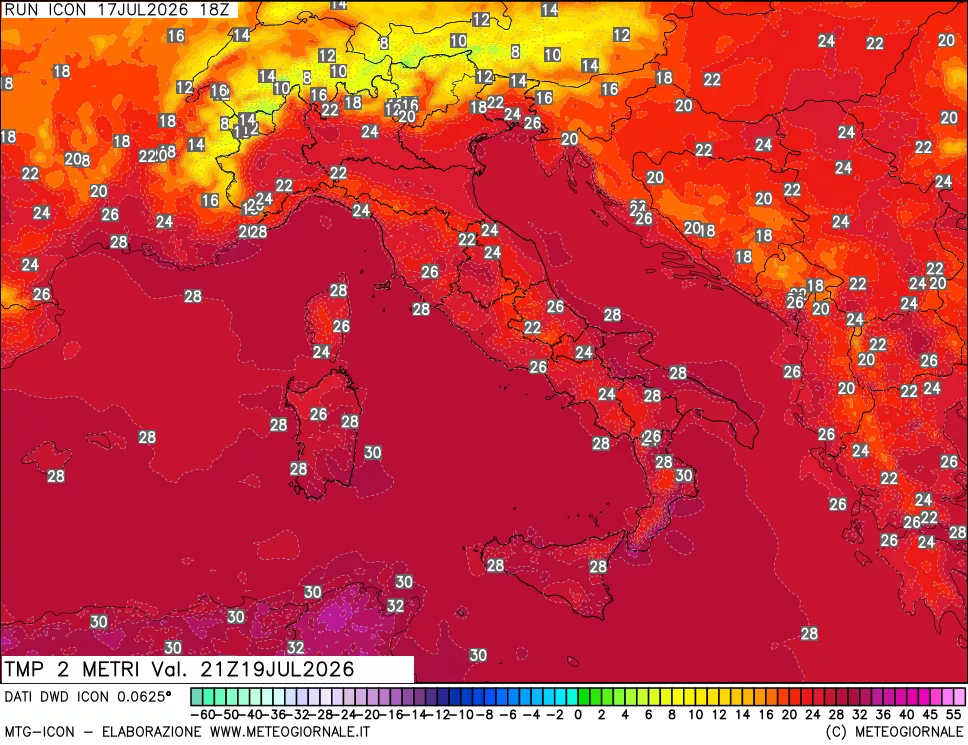 mappa Temp 2 metri