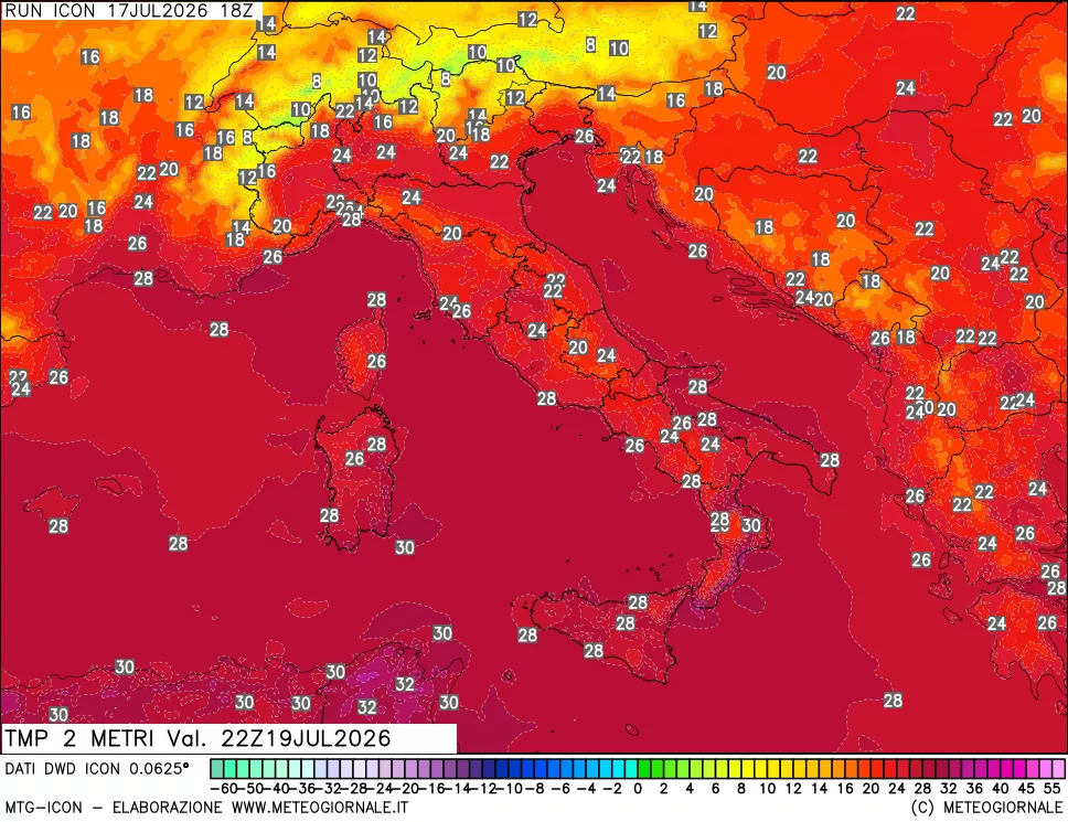 mappa Temp 2 metri
