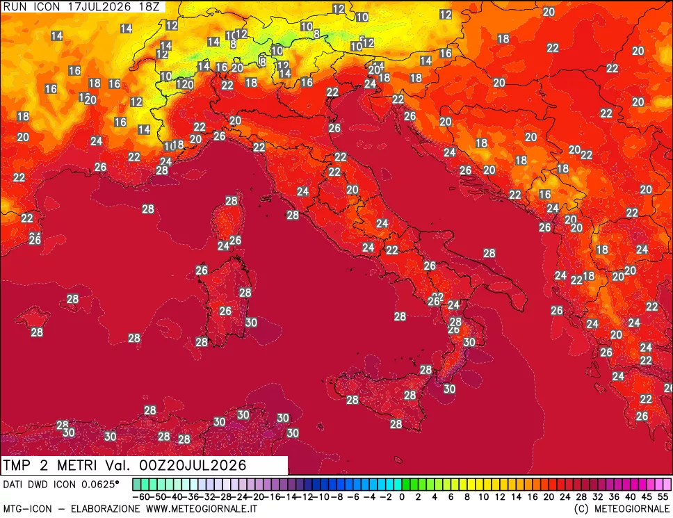 mappa Temp 2 metri