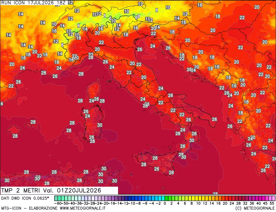 mappa Temp 2 metri