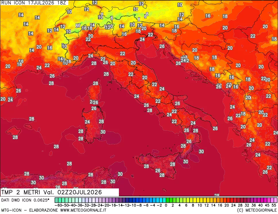 mappa Temp 2 metri