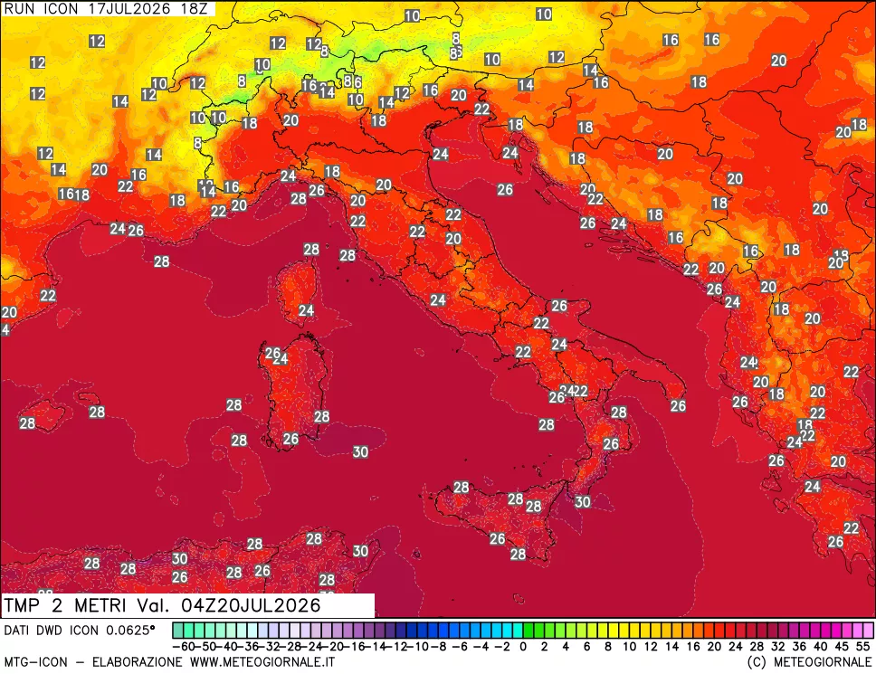 mappa Temp 2 metri