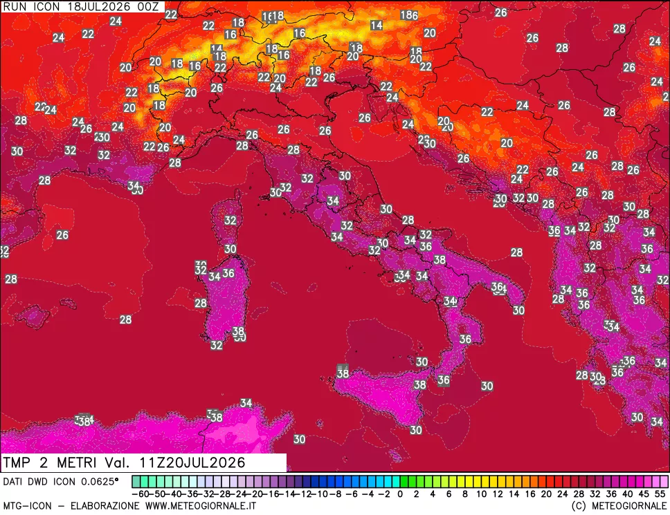 mappa Temp 2 metri