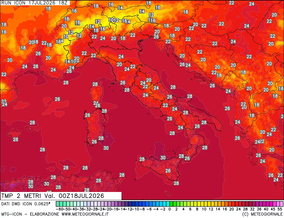 mappa Temp 2 metri