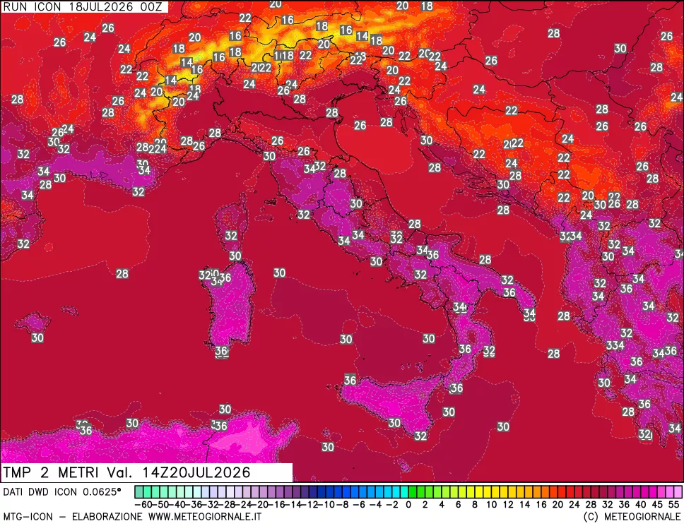 mappa Temp 2 metri