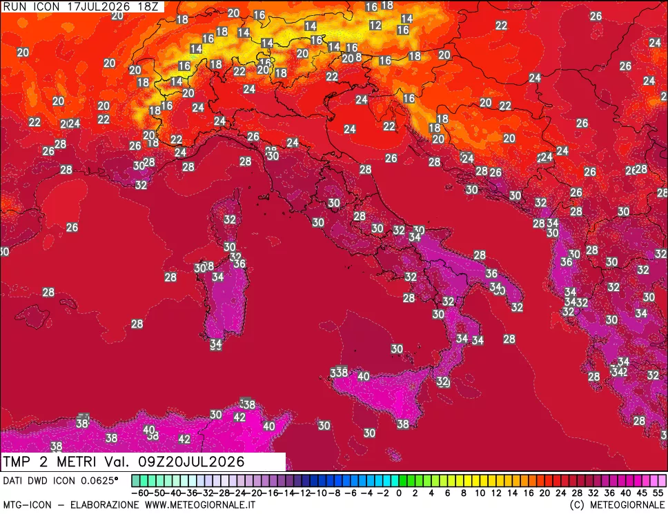 mappa Temp 2 metri