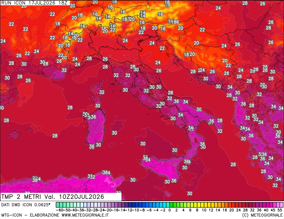 mappa Temp 2 metri