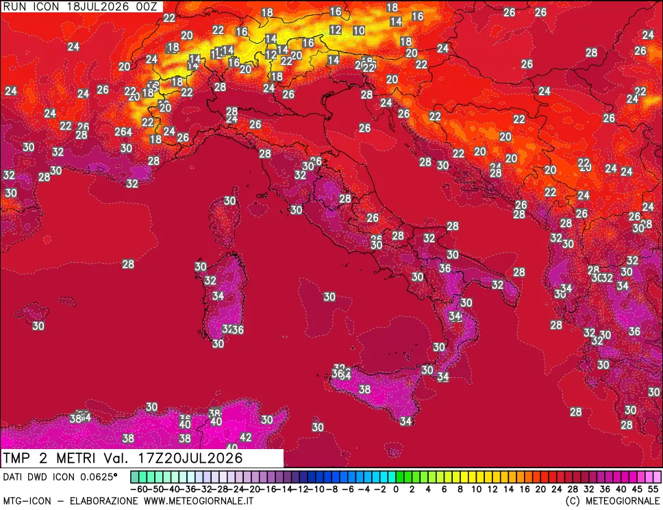mappa Temp 2 metri