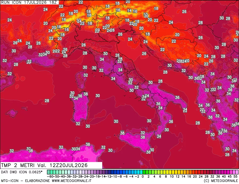 mappa Temp 2 metri