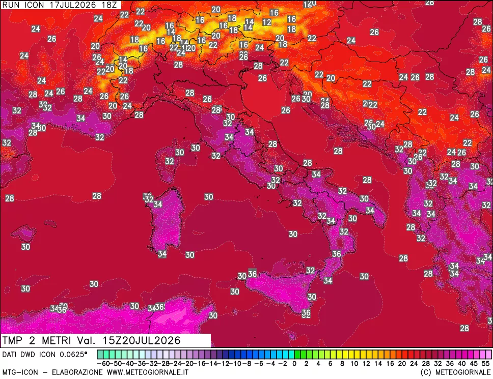 mappa Temp 2 metri