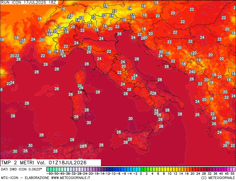 mappa Temp 2 metri