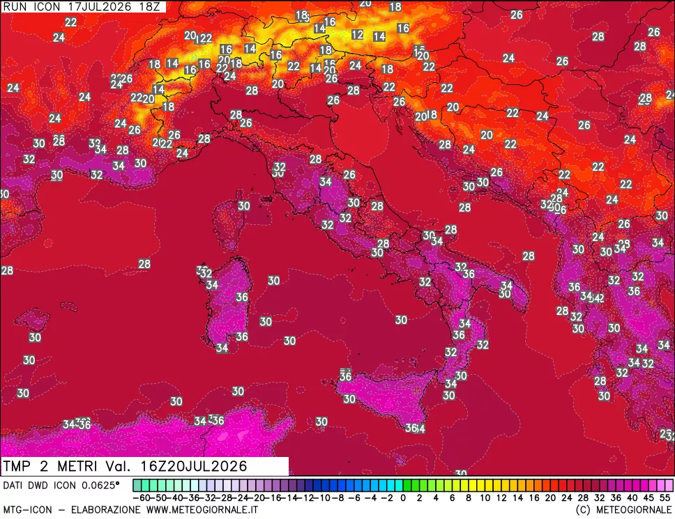 mappa Temp 2 metri