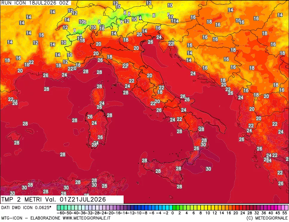mappa Temp 2 metri