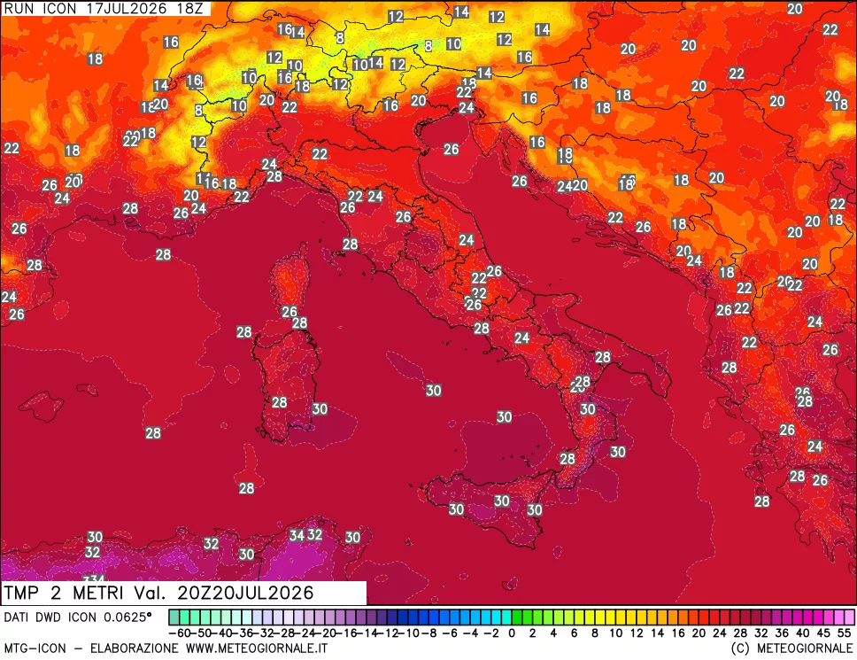 mappa Temp 2 metri