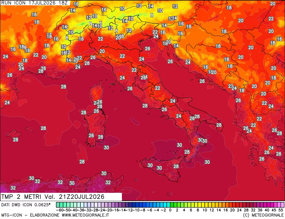 mappa Temp 2 metri