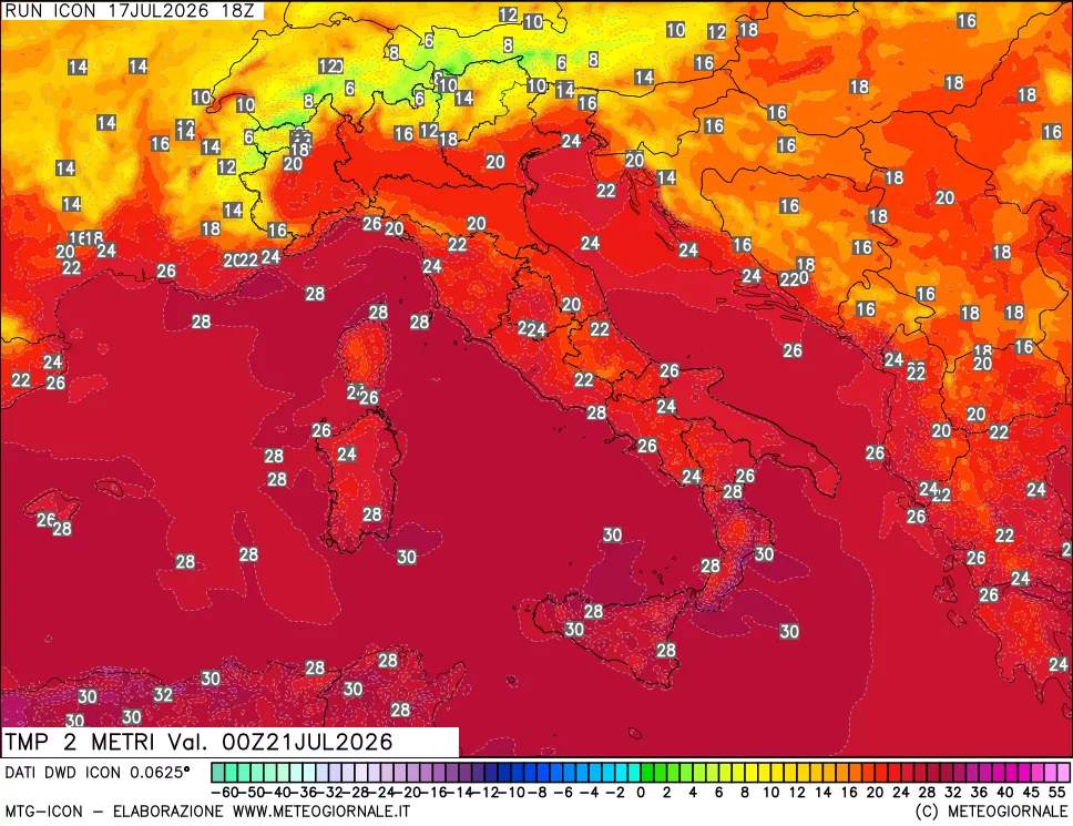 mappa Temp 2 metri