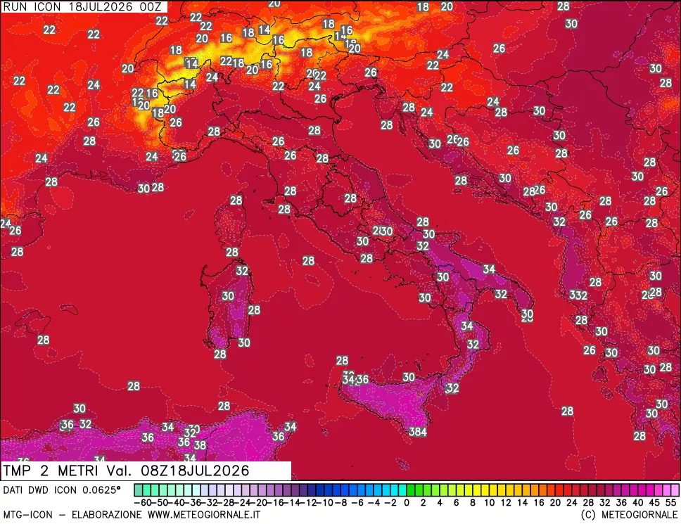 mappa Temp 2 metri