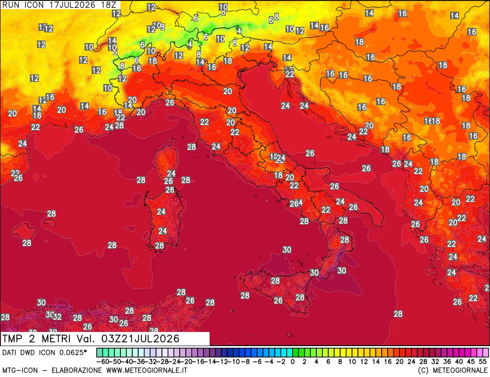 mappa Temp 2 metri