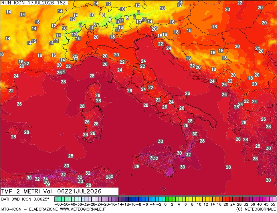 mappa Temp 2 metri