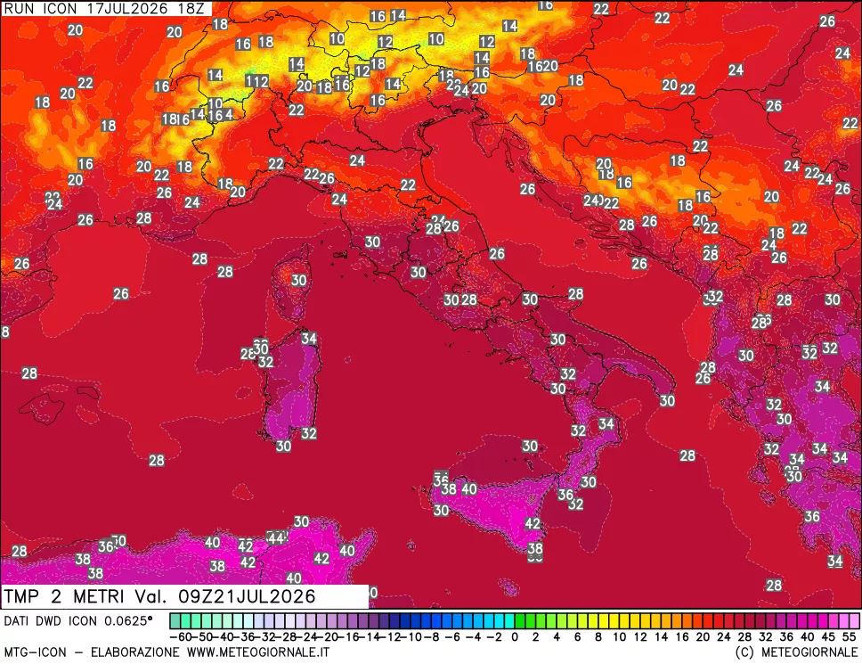 mappa Temp 2 metri