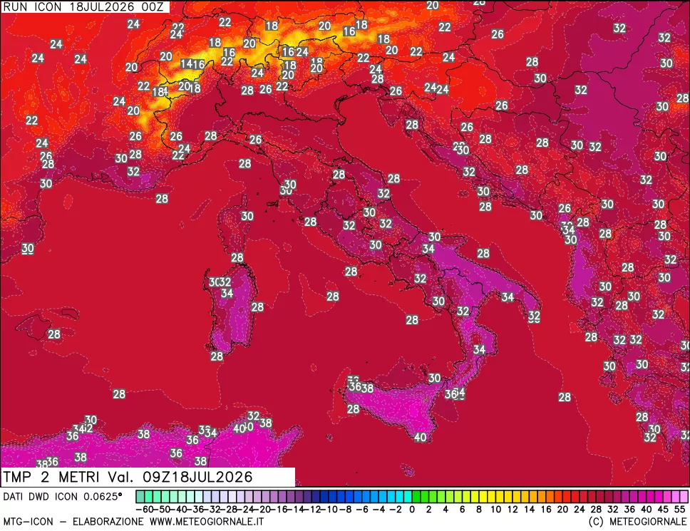 mappa Temp 2 metri