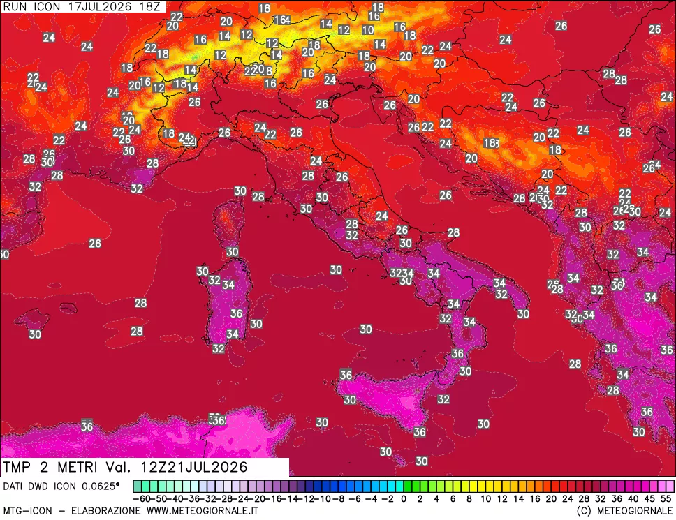 mappa Temp 2 metri