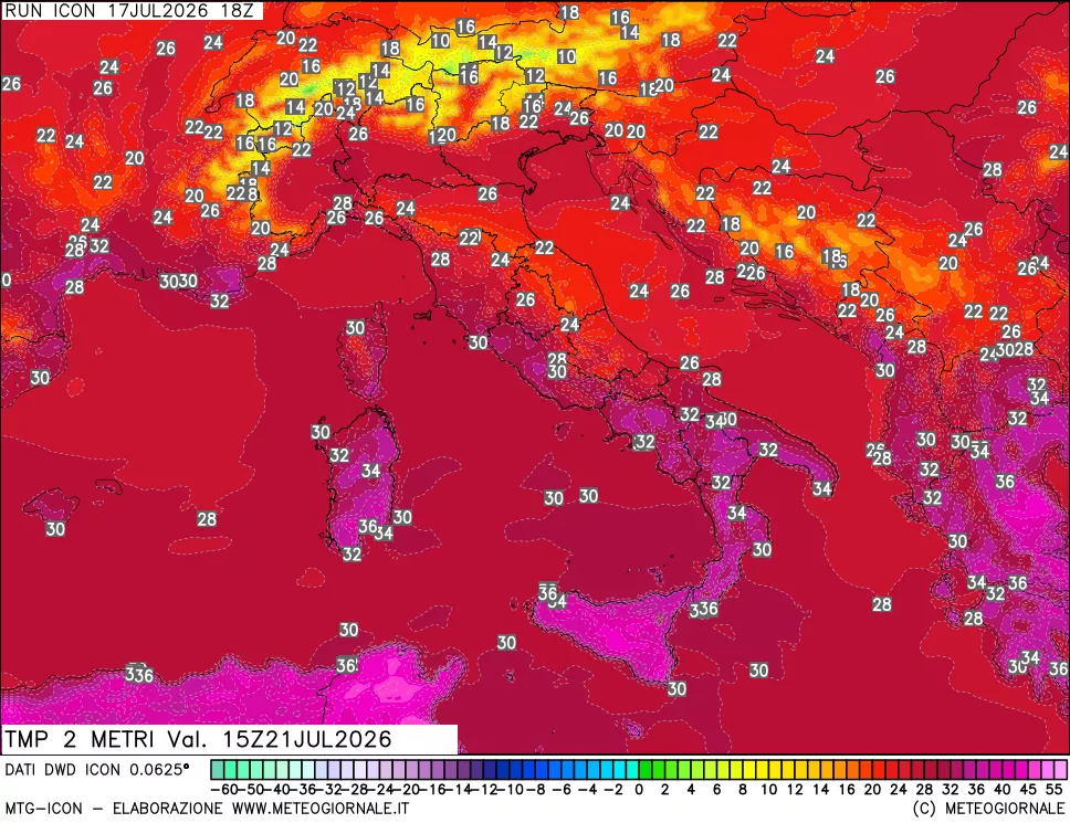 mappa Temp 2 metri