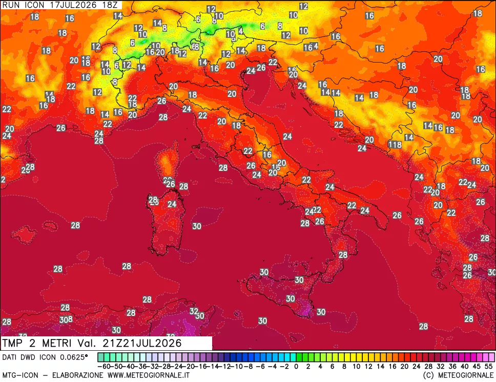 mappa Temp 2 metri