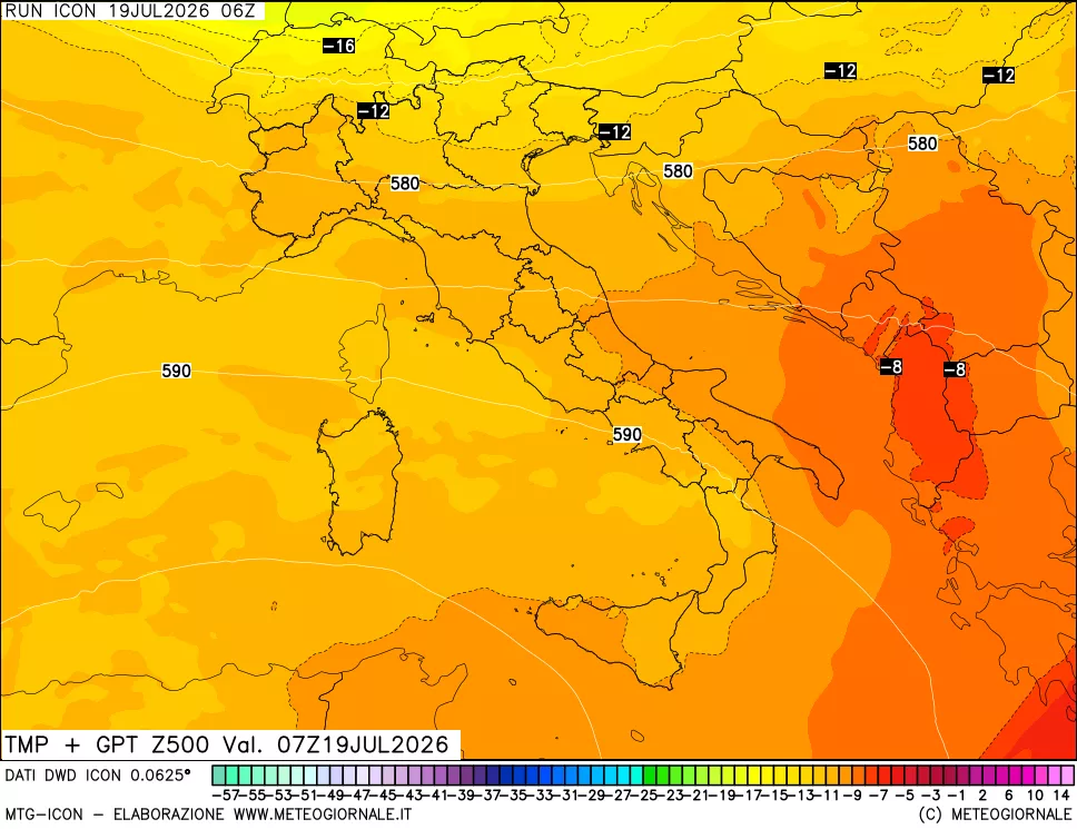 mappa 500 hPa Temp + GPT