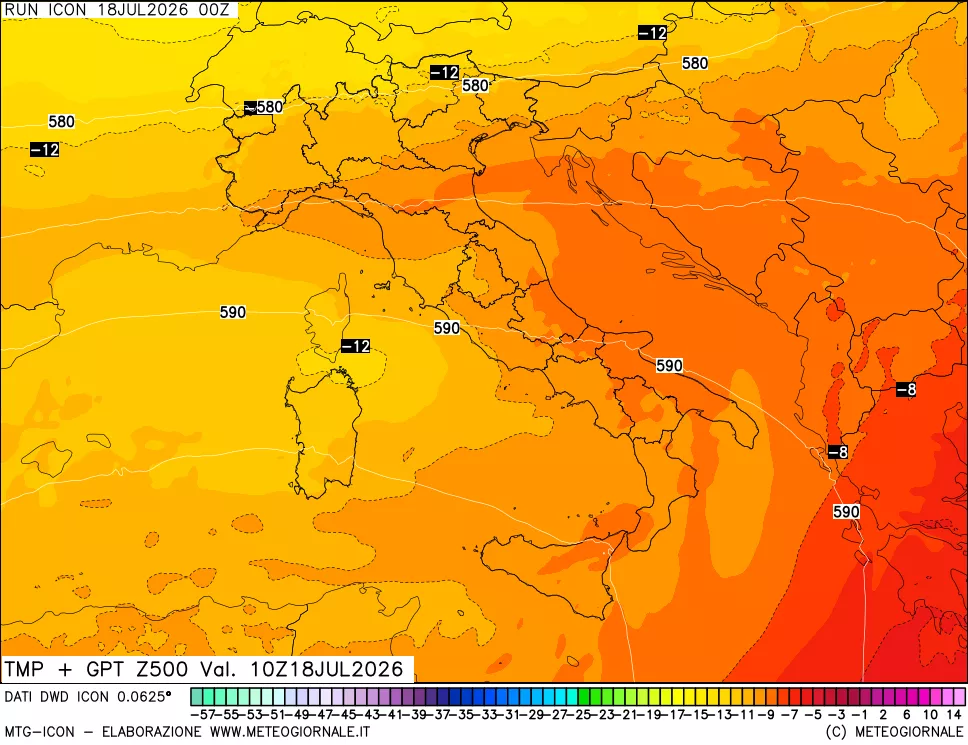 mappa 500 hPa Temp + GPT