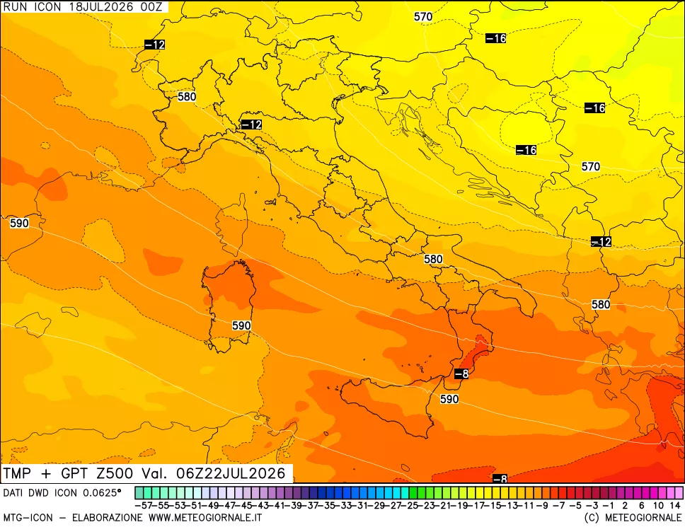 mappa 500 hPa Temp + GPT