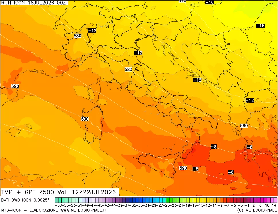 mappa 500 hPa Temp + GPT